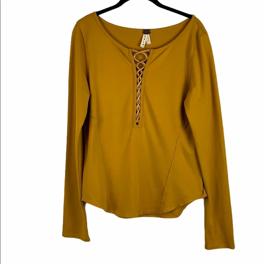 We the Free Golden Jacqui lace up layering top